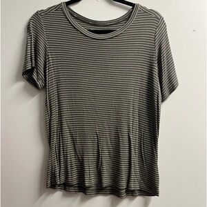 American Eagle Green and Cream Striped Shirt